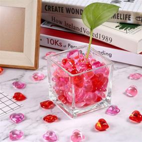 img 2 attached to Bememo Acrylic Heart 1.1 LB Plastic Gems: Table Scatter Decoration & Vase Filler in Stunning Red Pink Rose Color (220 Pieces)