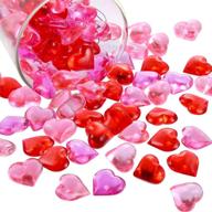 bememo acrylic heart 1.1 lb plastic gems: table scatter decoration & vase filler in stunning red pink rose color (220 pieces) logo