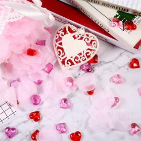img 1 attached to Bememo Acrylic Heart 1.1 LB Plastic Gems: Table Scatter Decoration & Vase Filler in Stunning Red Pink Rose Color (220 Pieces)