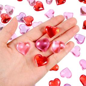 img 3 attached to Bememo Acrylic Heart 1.1 LB Plastic Gems: Table Scatter Decoration & Vase Filler in Stunning Red Pink Rose Color (220 Pieces)
