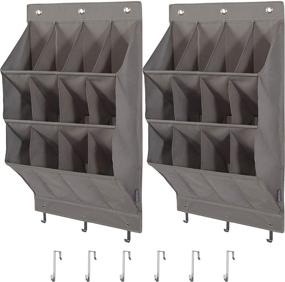 img 4 attached to STORAGE MANIAC 2-Pack Over The Door Shoe Organizer, Hanging Wall Shoe Organizer Grey, 12-Pocket