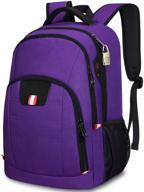 🎒 stylish and functional travel backpack for women: 15.6 inch laptop backpack with usb charging and anti-theft features - ideal for school, college, and travel - purple logo