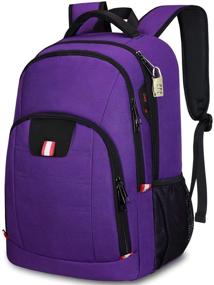 img 4 attached to 🎒 Стильный и функциональный путешественный рюкзак для женщин: Рюкзак для ноутбука 15,6 дюйма с функцией зарядки через USB и защитой от кражи - идеально подходит для школы, колледжа и путешествий - фиолетового цвета.