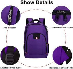 img 1 attached to 🎒 Стильный и функциональный путешественный рюкзак для женщин: Рюкзак для ноутбука 15,6 дюйма с функцией зарядки через USB и защитой от кражи - идеально подходит для школы, колледжа и путешествий - фиолетового цвета.