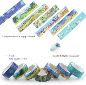 img 2 attached to 🎨 Vincent Van Gogh inspired Washi Tape Set - 7 Rolls with Starry Night and Wheat Field Irises Peach Blossom Colorful Craft Tape for Home Art Scrapbook Journaling Decor Handmakers DIY - Art Supplies