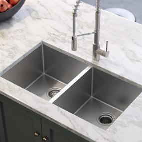 img 3 attached to 🔝 Quality and Durability: Kraus Standard PRO 33-inch 16 Gauge Undermount 50/50 Double Bowl Stainless Steel Kitchen Sink, KHU102-33