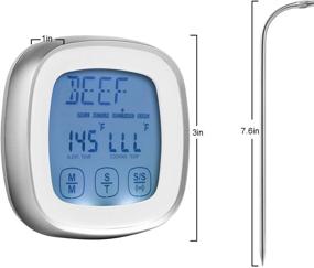 img 2 attached to 🌡️ Digital Food Thermometer with Touchscreen, Instant Read, Timer Alert, and Long Food Grade Probe - Ideal for Kitchen Cooking, BBQ Grill, Smoker