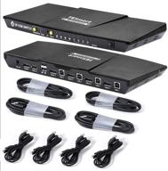 🔌 tesmart 4 port displayport 4k@60hz ultra hd 4x1 dp kvm switcher bundle with 4 pcs 5ft kvm cables + 4 dp cables - usb 2.0 device support, control up to 4 dp port devices (black) logo