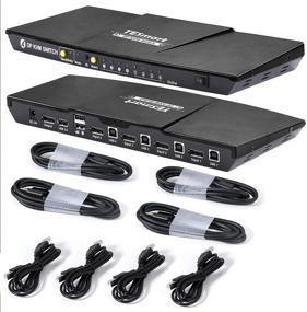 img 4 attached to 🔌 TESmart 4 Port DisplayPort 4K@60Hz Ultra HD 4x1 DP KVM Switcher Bundle with 4 Pcs 5ft KVM Cables + 4 DP Cables - USB 2.0 Device Support, Control up to 4 DP Port Devices (Black)