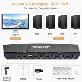 img 3 attached to 🔌 TESmart 4 Port DisplayPort 4K@60Hz Ultra HD 4x1 DP KVM Switcher Bundle with 4 Pcs 5ft KVM Cables + 4 DP Cables - USB 2.0 Device Support, Control up to 4 DP Port Devices (Black)