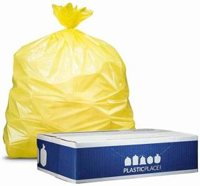 img 4 attached to Plasticplace T55120YL Heavy Duty Yellow Trash Bags │1.2 Mil │55-60 Gallon (50 Count)