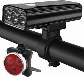 img 4 attached to 🚴 USB Rechargeable Bike Light Set - 6400mAh Front and Back Bicycle Lights, Ultra Bright 1200 Lumens Headlight and Tail Light, Easy Mount LED Cycling Accessory for Road and MTB