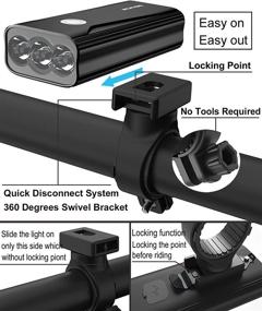 img 1 attached to 🚴 USB Rechargeable Bike Light Set - 6400mAh Front and Back Bicycle Lights, Ultra Bright 1200 Lumens Headlight and Tail Light, Easy Mount LED Cycling Accessory for Road and MTB