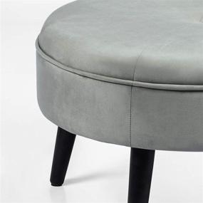 img 1 attached to 🌟 Homebeez 23-Inch Round Velvet Footrest Stool, Upholstered Ottoman Coffee Table, Button Tufted Padded Foot Stools with Solid Wood Legs, Light Grey