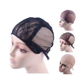 img 4 attached to 👩 Double-Lace Black Wig Making Caps: Adjustable Cap for Perfectly Crafting Wigs