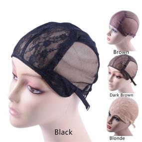 img 3 attached to 👩 Double-Lace Black Wig Making Caps: Adjustable Cap for Perfectly Crafting Wigs
