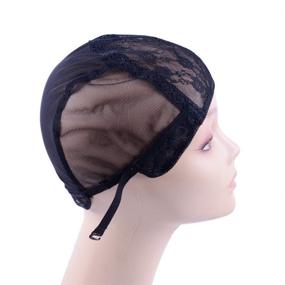 img 2 attached to 👩 Double-Lace Black Wig Making Caps: Adjustable Cap for Perfectly Crafting Wigs