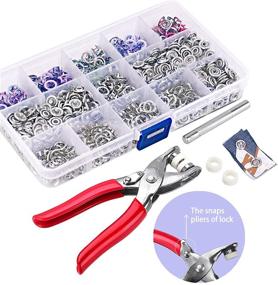 img 3 attached to 🧷 Complete 200-Piece Snap Fasteners Kit: Metal Buttons Rings with Pliers Press Tool - Ideal for Clothing - 10 Vibrant Colors - 9.5mm by Cenoz