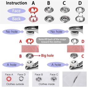 img 2 attached to 🧷 Complete 200-Piece Snap Fasteners Kit: Metal Buttons Rings with Pliers Press Tool - Ideal for Clothing - 10 Vibrant Colors - 9.5mm by Cenoz