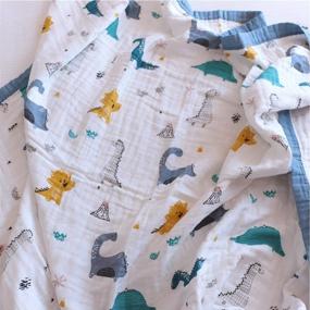 img 2 attached to 👶 Muslin Baby Blankets: Oversize 6 Layers Soft Cotton Quilt for Boys & Girls, Dinosaur Theme, Infant Bath Towel, Nursery Swaddle Blanket - 43"x43