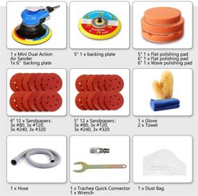 img 4 attached to ZFE Random Orbital Sander 5" & 6" Pneumatic Palm Sander with Extra 5" Backing Plate, Sponge Polishing Pads, Sandpapers for Low Vibration and Heavy-Duty Wood, Composites, Metal Projects