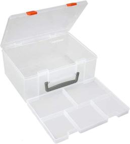 img 4 attached to DUOFIRE Two Layers Organizer Box – Versatile Craft Storage Containers for Accessories, Cosmetics, Toys, Beads, Tapes, and Sewing - Plastic Storage Containers with Lids