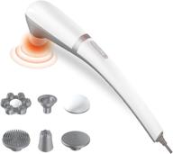 percussion handheld back massager: deep tissue relief for neck and back with heat - electric full body massager (white) logo