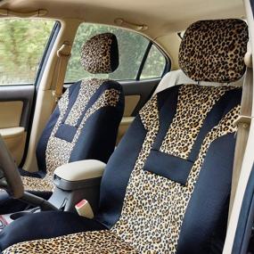 img 3 attached to 🐆 COOLBEBE Leopard Car Seat Covers – Stylish Cheetah Pattern Integrated Protectors for Auto Interiors: Universal Fit for Cars, SUVs, and Trucks, Airbag Compatible