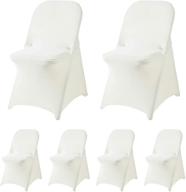 🪑 6 pack ivory spandex folding chair covers | stretchable and washable fabric for weddings, parties, holidays, celebrations, and special events logo