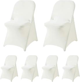 img 4 attached to 🪑 6 Pack Ivory Spandex Folding Chair Covers | Stretchable and Washable Fabric for Weddings, Parties, Holidays, Celebrations, and Special Events