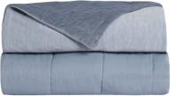 🌬️ life comfort 15llb premium weighted blanket: warming and cooling reversible cover 48x72, blue logo