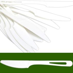 img 4 attached to 25 Pack of Biodegradable Knives: Non-GMO Plant-Based Plastic, Certified Compostable, Eco-Friendly Cutlery for Hot and Cold Foods