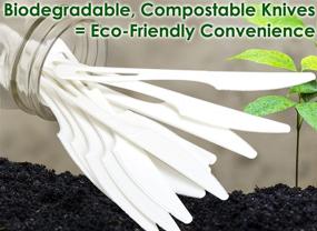 img 3 attached to 25 Pack of Biodegradable Knives: Non-GMO Plant-Based Plastic, Certified Compostable, Eco-Friendly Cutlery for Hot and Cold Foods