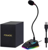 🎙️ fduce usb computer microphone with mute button and rgb rainbow light - ideal for zoom, skype, youtube, facebook, recording, meeting, podcasts, gaming logo