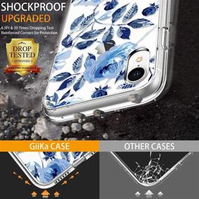 img 2 attached to GiiKa iPhone XR Case with Screen Protector - Clear Heavy Duty Protective Case for Girls and Women, Floral Design, Shockproof Hard PC Back Case with Slim TPU Bumper Cover - Blue Flowers