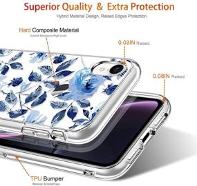 img 1 attached to GiiKa iPhone XR Case with Screen Protector - Clear Heavy Duty Protective Case for Girls and Women, Floral Design, Shockproof Hard PC Back Case with Slim TPU Bumper Cover - Blue Flowers