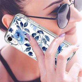 img 3 attached to GiiKa iPhone XR Case with Screen Protector - Clear Heavy Duty Protective Case for Girls and Women, Floral Design, Shockproof Hard PC Back Case with Slim TPU Bumper Cover - Blue Flowers