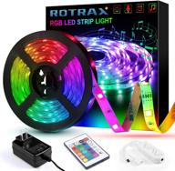 🌈 rotrax 16.4ft led strip lights with remote control - music sync color changing light strip 5050, flexible tape with built-in mic for bedroom, kitchen, bar логотип