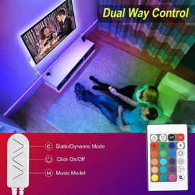 img 2 attached to 🌈 Rotrax 16.4ft LED Strip Lights with Remote Control - Music Sync Color Changing Light Strip 5050, Flexible Tape with Built-in Mic for Bedroom, Kitchen, Bar