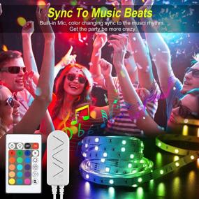 img 3 attached to 🌈 Rotrax 16.4ft LED Strip Lights with Remote Control - Music Sync Color Changing Light Strip 5050, Flexible Tape with Built-in Mic for Bedroom, Kitchen, Bar