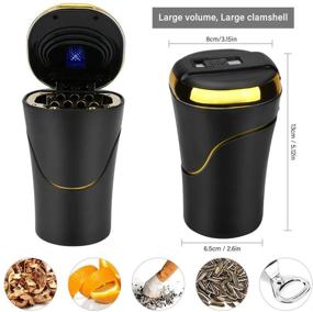 img 3 attached to 🚗 Portable Car Ashtray with Lid and Lighter - Globalstore Smokeless Ashtray Detachable Car Cigarette Ashtray with LED Light, USB Rechargeable Car Trash Can Ash Tray for Travel & Home