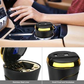 img 1 attached to 🚗 Portable Car Ashtray with Lid and Lighter - Globalstore Smokeless Ashtray Detachable Car Cigarette Ashtray with LED Light, USB Rechargeable Car Trash Can Ash Tray for Travel & Home