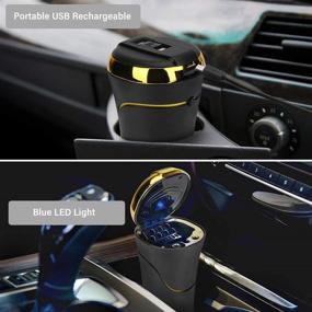 img 2 attached to 🚗 Portable Car Ashtray with Lid and Lighter - Globalstore Smokeless Ashtray Detachable Car Cigarette Ashtray with LED Light, USB Rechargeable Car Trash Can Ash Tray for Travel & Home