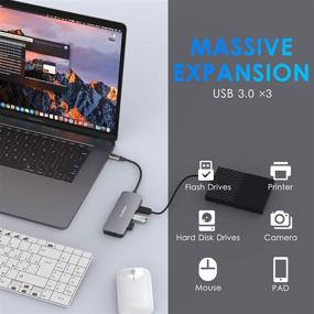 img 2 attached to Maximize Connectivity with 7-in-1 USB C Adapters for MacBook Pro/Air: HDMI 4K, PD 100W, USB3.0, SD/TF Card Reader