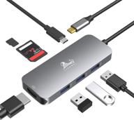 maximize connectivity with 7-in-1 usb c adapters for macbook pro/air: hdmi 4k, pd 100w, usb3.0, sd/tf card reader logo