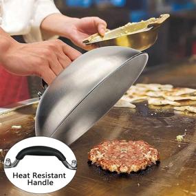 img 3 attached to 🍔 HULISEN 9-inch Melting Dome & Grill Press: Stainless Steel Basting Cover and Heavy Duty Burger Press for Hamburger, Griddle Accessories Kit Ideal for Cooking, Grilling, and Flat Top Indoor/Outdoor Use