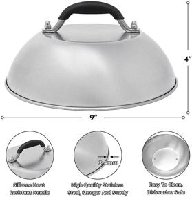 img 1 attached to 🍔 HULISEN 9-inch Melting Dome & Grill Press: Stainless Steel Basting Cover and Heavy Duty Burger Press for Hamburger, Griddle Accessories Kit Ideal for Cooking, Grilling, and Flat Top Indoor/Outdoor Use