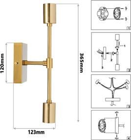 img 2 attached to 🛀 HGMN Satin Brass Vanity Light Fixtures, 2-Light Wall Sconce for Bathroom Vanity, Hallway, Kitchen, Bedroom (Bulbs Not Included)