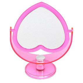 img 4 attached to 💖 Beaupretty Love Heart Shaped Tabletop Mirror: Two-Sided Makeup Mirror for Women - Pink Cosmetic Mirror with Base - Desktop Ornament for Ladies
