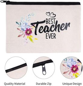 img 3 attached to 🎄 Christmas Holiday Teacher Appreciation Gifts: Set of 8 Makeup Pouch Cosmetic Bags, Travel Toiletry Cases, and Pencil Bags with Zipper - Best Teacher Ever